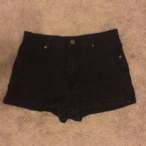 Black High Waisted Denim Shorts